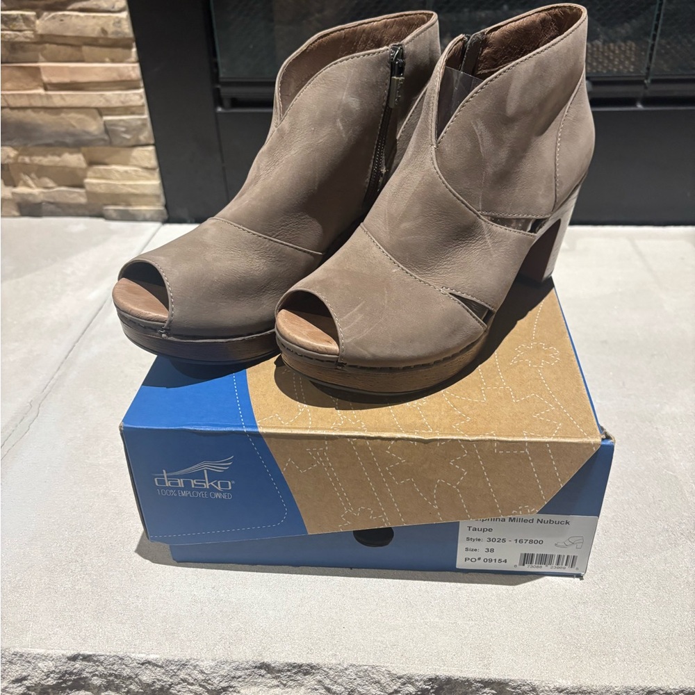 Dansko Tan Heeled Boots with Chunky Platform Sole